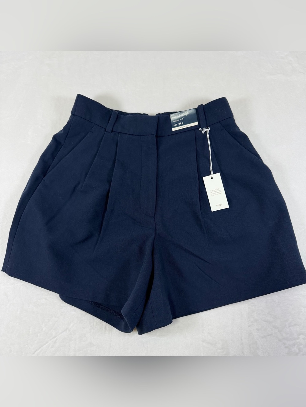 Abercrombie & Fitch Navy High-Waist Pleated Women’s Shorts